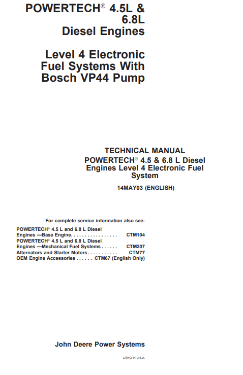 John Deere 4.5L & John Deere 6.8L Diesel Engines Technical Manual - Image 3