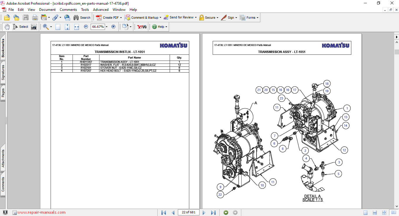 Komatsu LT1051 Wheel Loader Parts Manual - Image 3
