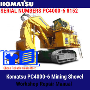 Komatsu PC4000-6 Mining Shovel Workshop Repair Manual cover featuring the model and technical illustrations