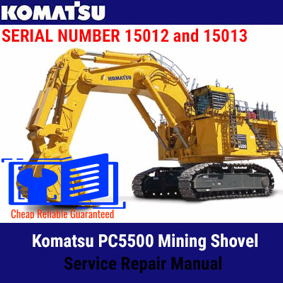 Komatsu PC5500 Mining Shovel Service Repair Manual cover featuring the model and technical illustrations