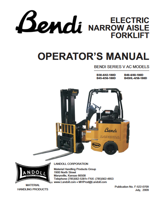 Bendi B30-4, Bendi B40-4, Bendi B45-4, Bendi B45HL Forklift Series Operators Manual - Image 3