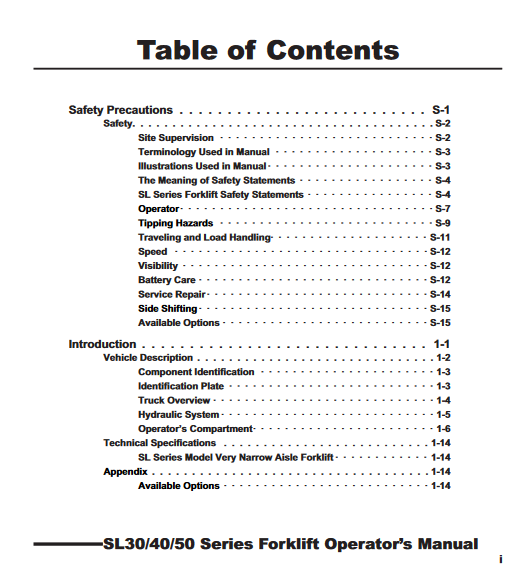 Drexel SL30, Drexel SL40, Drexel SL50 Forklift Operators Manual - Image 4