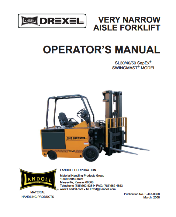 Drexel SL30, Drexel SL40, Drexel SL50 Forklift Operators Manual - Image 2