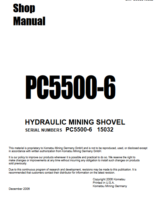 Komatsu PC5500-6 Mining Shovel Workshop Repair Manual - Image 2