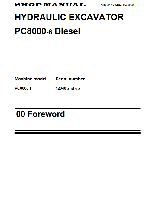 Komatsu PC8000-6 Excavator Workshop Repair Manual - Image 6