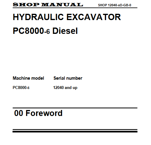 Komatsu PC8000-6 Excavator Workshop Repair Manual - Image 6