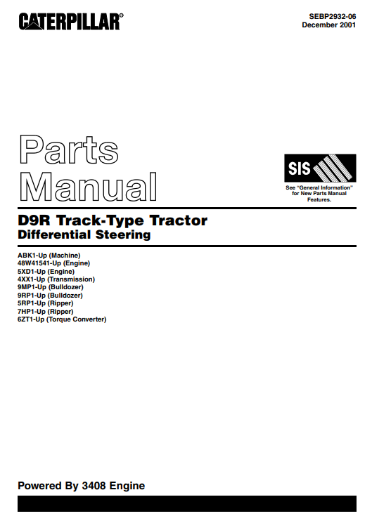 Caterpillar D9R Track-Type Tractor Parts Manual - Image 2
