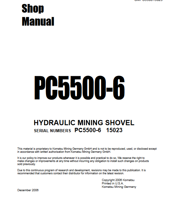 Komatsu PC5500-6 Mining Shovel Workshop Repair Manual - Image 2