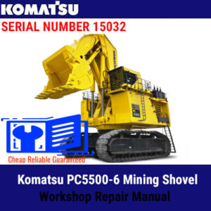 Komatsu PC5500-6 Mining Shovel Workshop Repair Manual, displaying the title and technical graphics related to repairs
