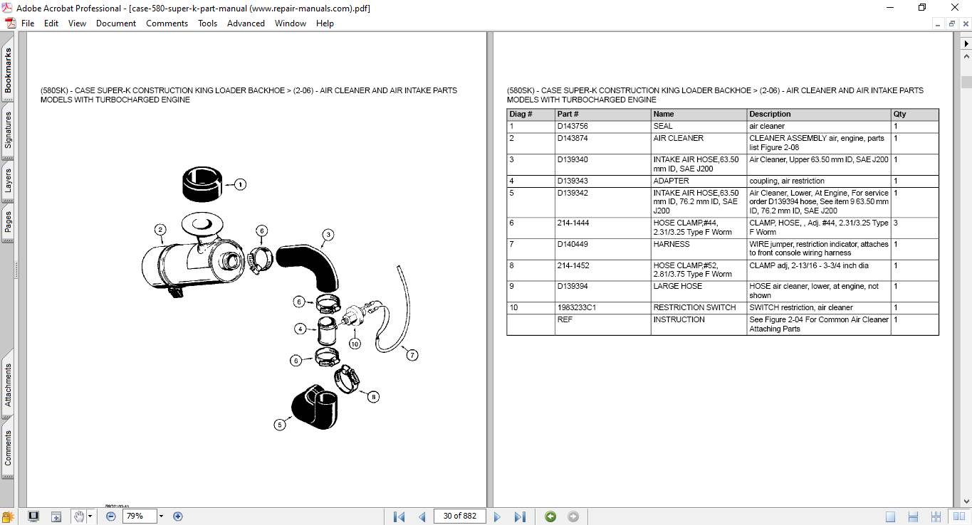 Case 580 super K Backhoe Loader Parts Catalog - Image 3