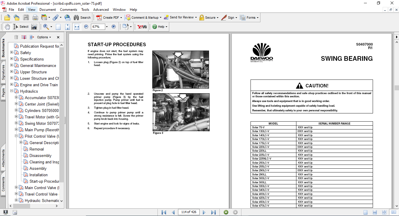 Daewoo Solar 75-V Excavator Workshop Repair Manual - Image 4