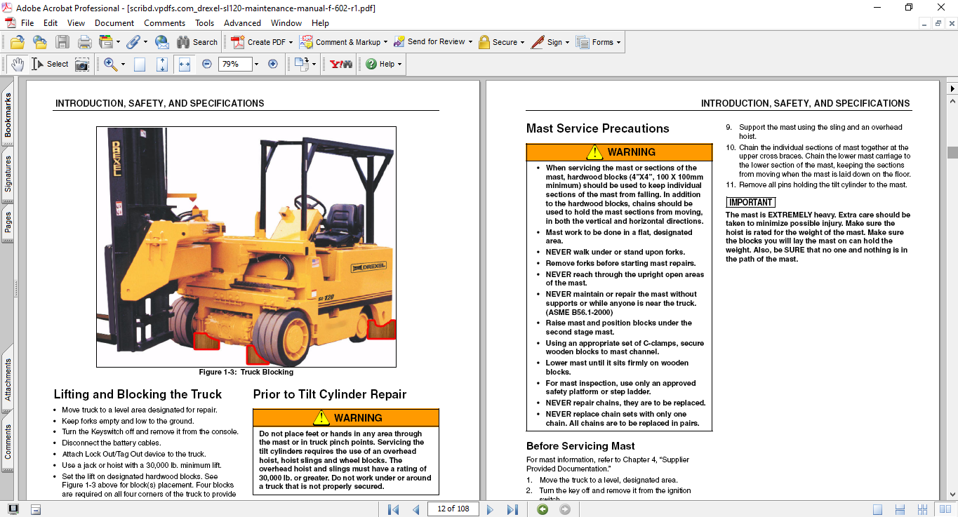 Drexel SL120 Series Forklift Maintenance Manual - Image 3
