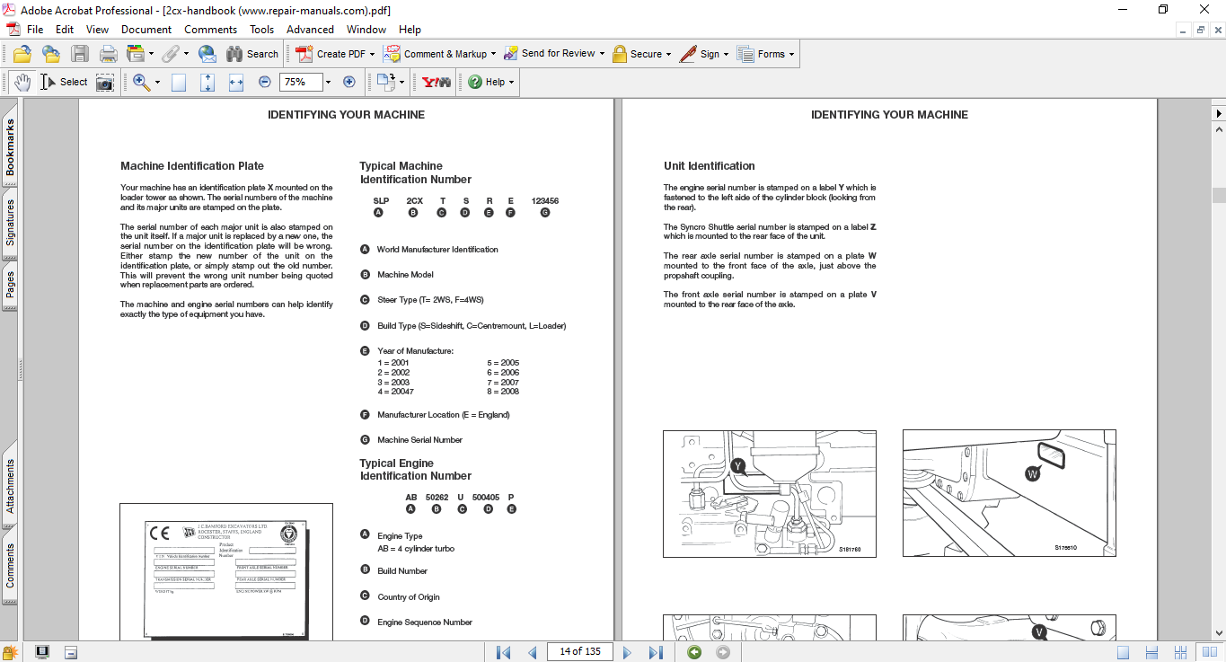JCB 2CX Backhoe Loader Operators Manual - Image 4