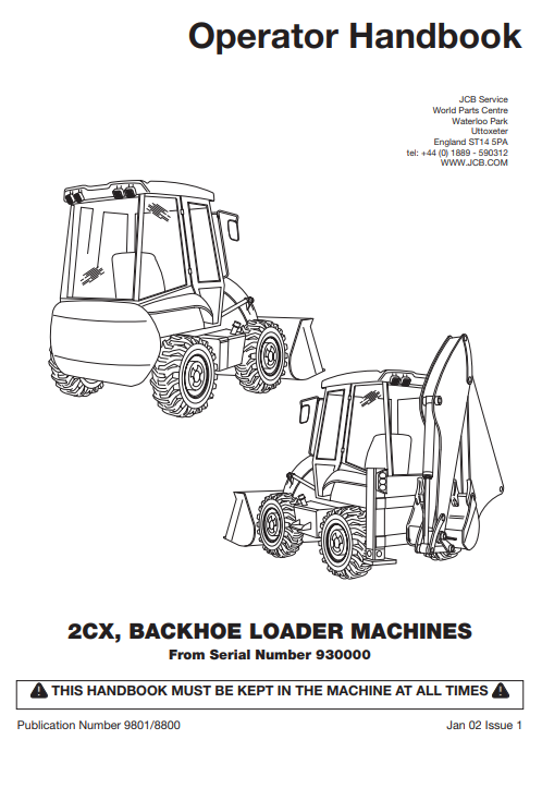 JCB 2CX Backhoe Loader Operators Manual - Image 2