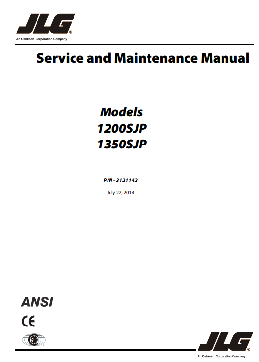 JLG 1200SJP, JLG 1350SJP Telescopic Boom Lift Service & Maintenance Manual - Image 2