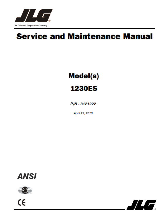 JLG 1230ES Vertical Mast Lift Service and Maintenance Manual - Image 2