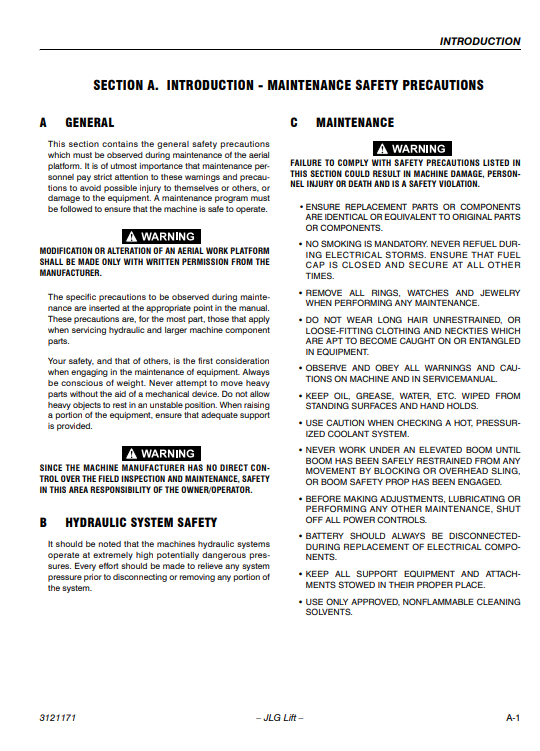 JLG 1250AJP Articulating Boom Lift Service and Maintenance Manual - Image 4