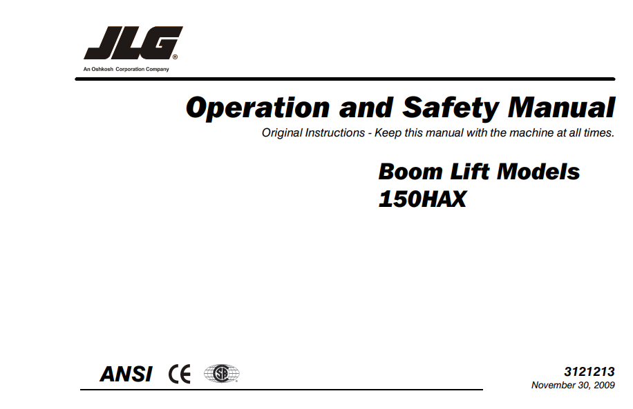 JLG 150HAX Articulating Boom Lift Operators Manual - Image 2