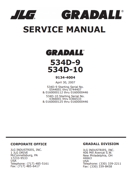 JLG 534D-9, JLG 534D-10 Telehandler Service Repair Manual - Image 2