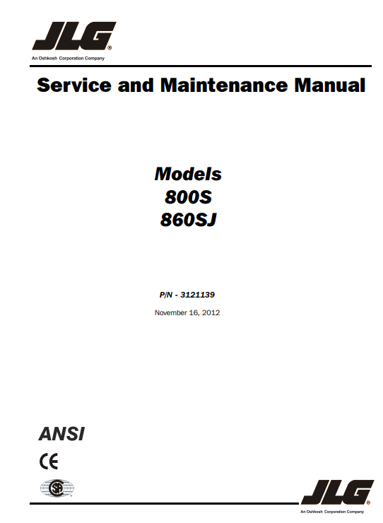 JLG 800S, JLG 860SJ Telescopic Boom Lift Service & Maintenance Manual - Image 2