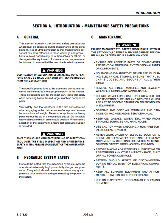 JLG E450A, JLG E450AJ, JLG M450A, JLG M450AJ Service and Maintenance Manual - Image 3