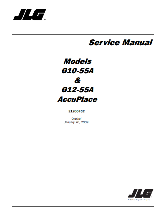JLG G10-55A, JLG G12-55A Telehandler Service Repair Manual - Image 2