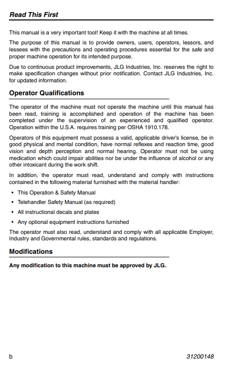 JLG G6-42P Articulating Boom Lift Service Repair Manual - Image 3