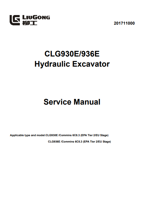 Liugong CLG930E, Liugong CLG936E Excavators Service Repair Manual - Image 2