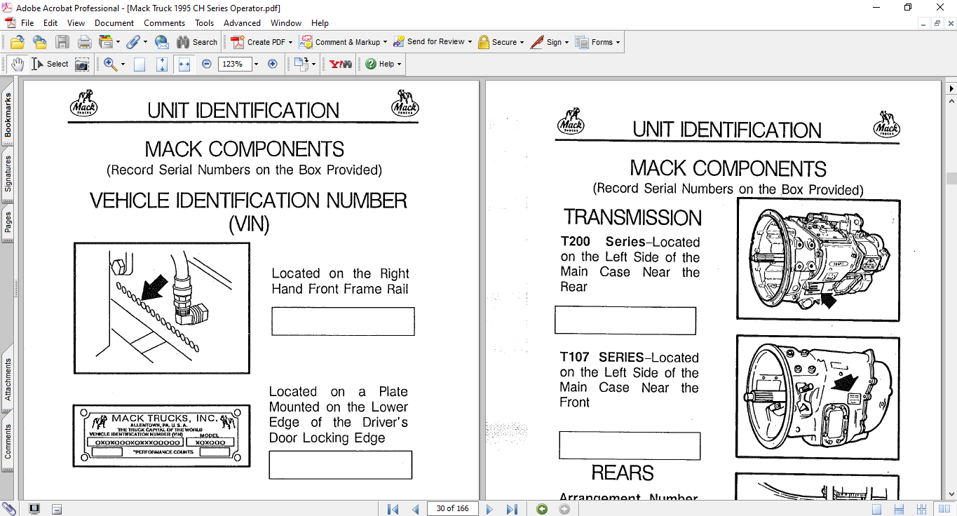 Mack Truck 1995 CH Series Operators Manual - Image 3