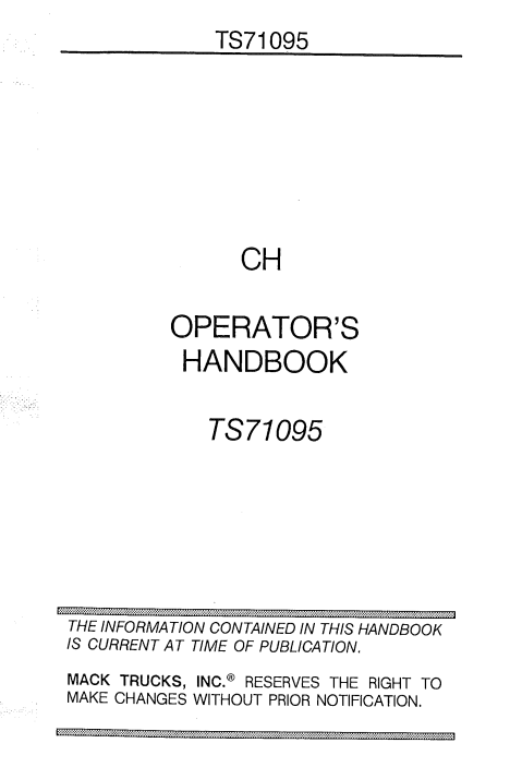Mack Truck 1995 CH Series Operators Manual - Image 5