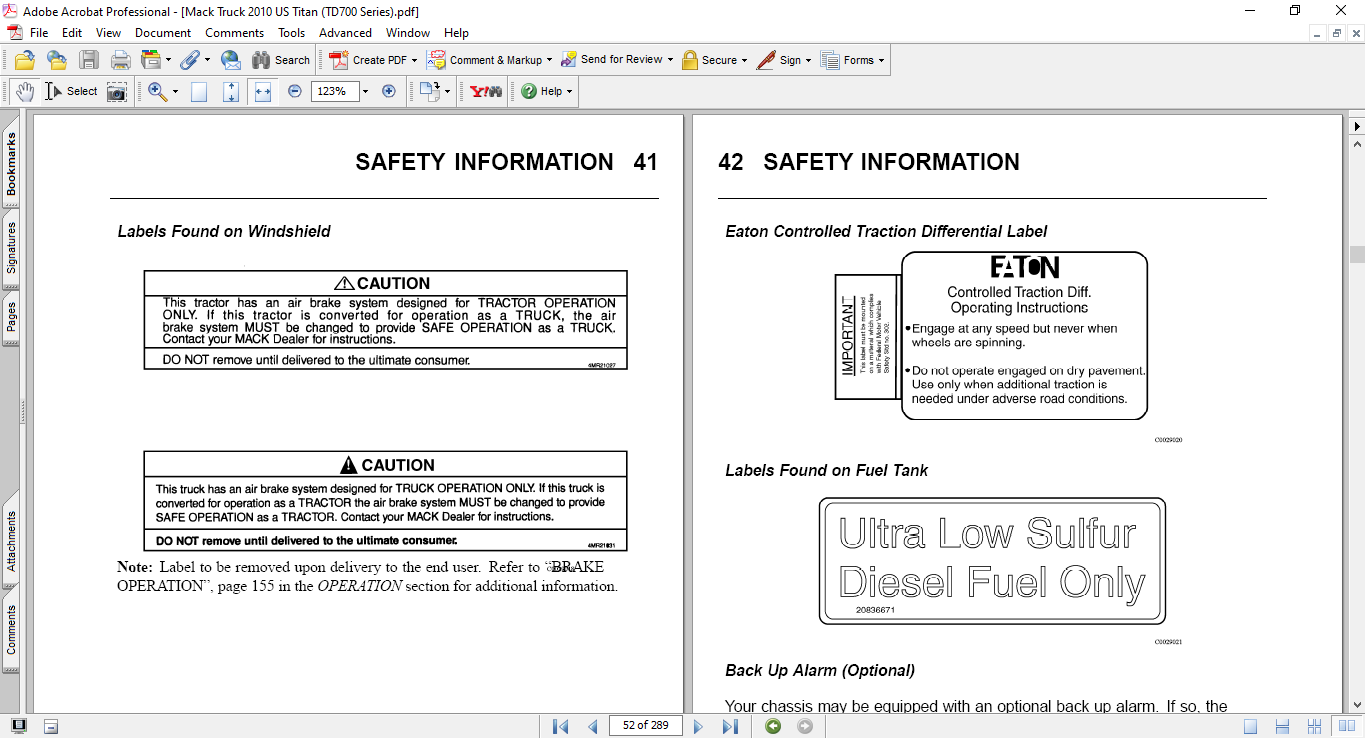 Mack Truck 2010 US Titan (TD700 Series) Operator's Manual - Image 4