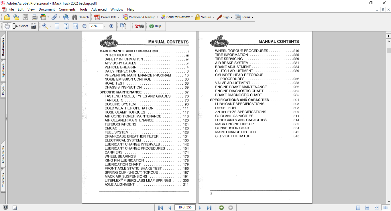 Mack Truck 2002 Maintenance and Lubrication Operator's Manual - Image 8