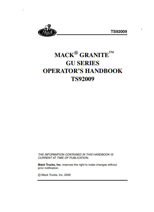 Mack Truck 2009 GU Series Operator's Manual - Image 5