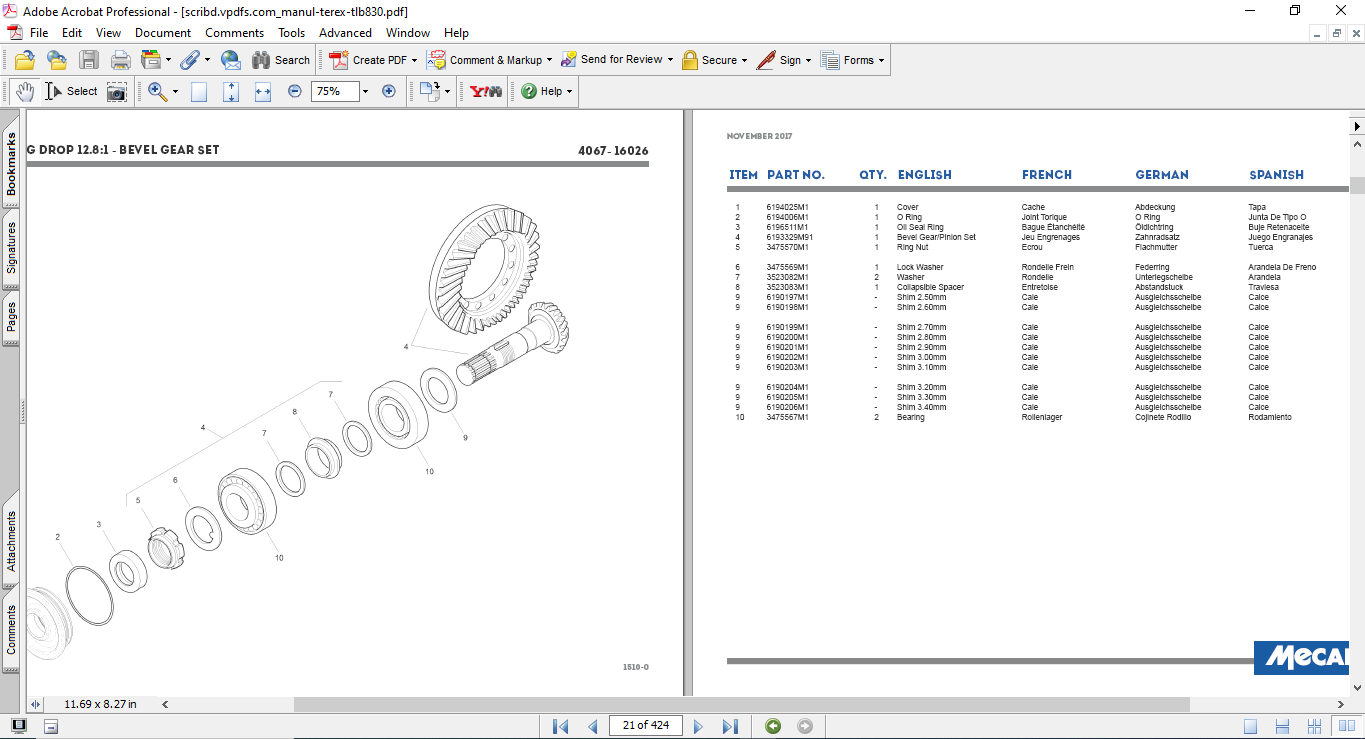 Terex TLB830CM Backhoe Loader Parts Manual - Image 3