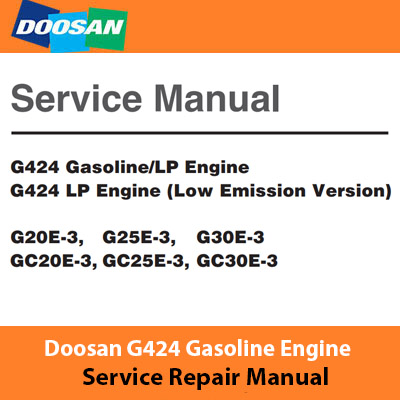 Doosan G424 Gasoline Engine Service Repair Manual cover featuring the engine model and repair instructions