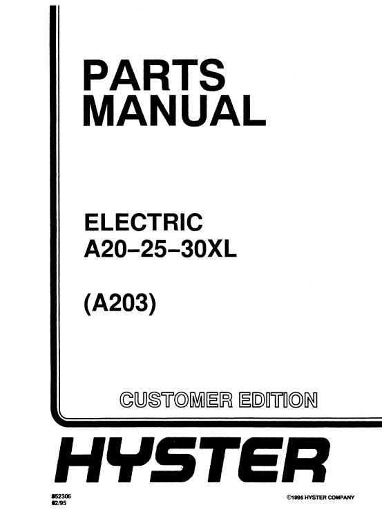 Hyster A20, Hyster A25, Hyster A30XL (A203) Forklift Parts Manual - Image 2