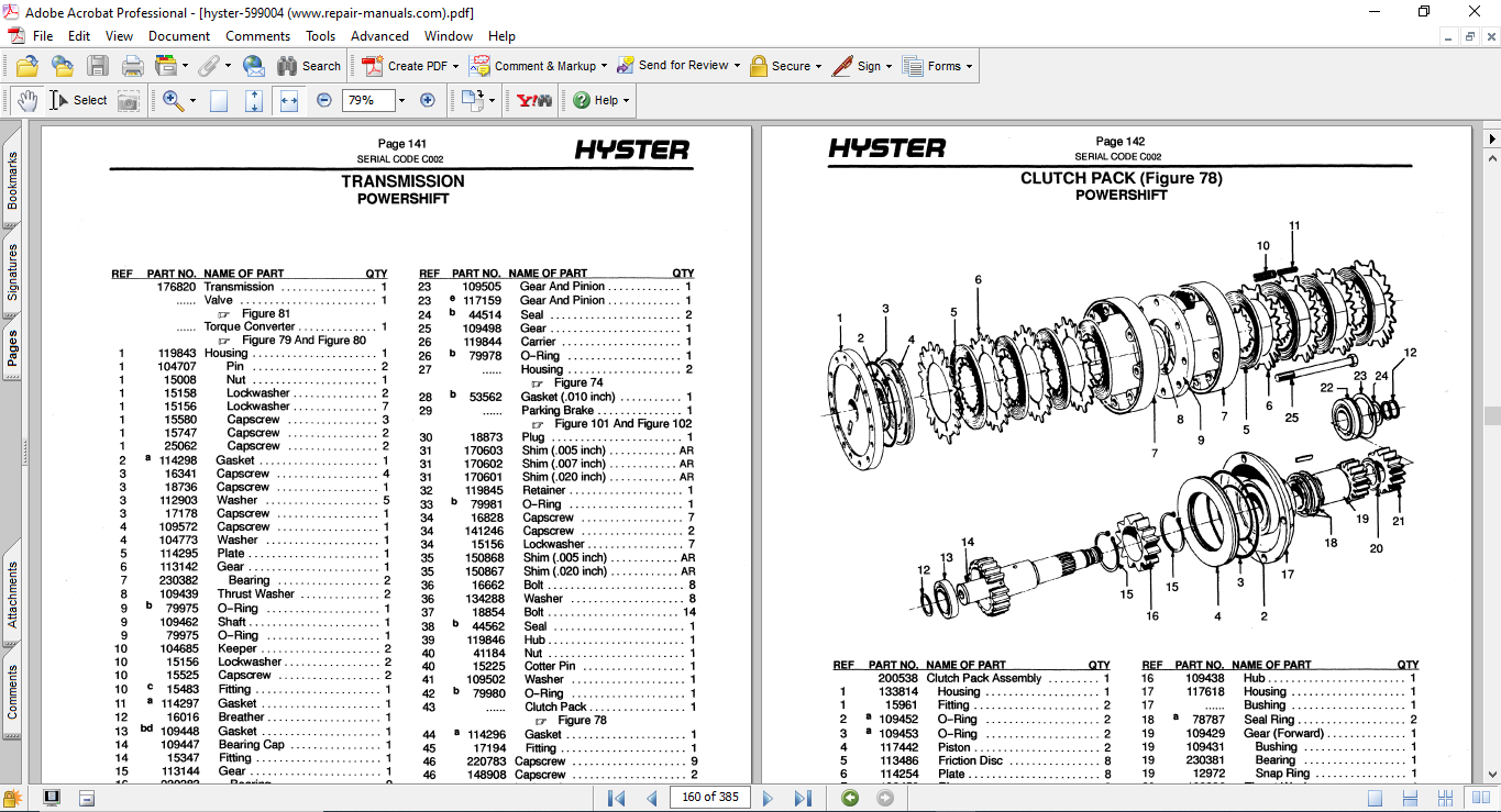 Hyster S30C, Hyster S40C, Hyster S50C (C002) Forklift Parts Manual - Image 4