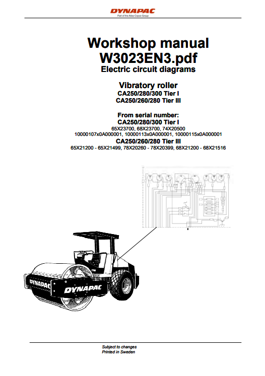 Dynapac CA250, Dynapac CA280, Dynapac CA300 Vibratory Roller Electric circuit diagrams - Image 2