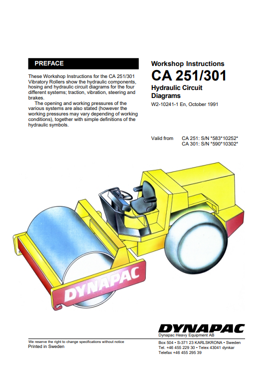 Dynapac CA251, Dynapac CA301 Road Roller Hydraulic Circuit Diagrams - Image 2