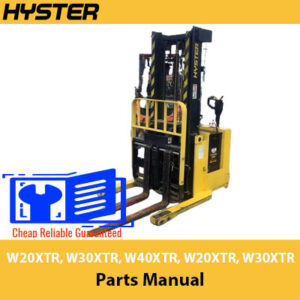 Parts manual for Hyster W20XTR, W30XTR, W40XTR forklifts, detailing components and specifications for maintenance