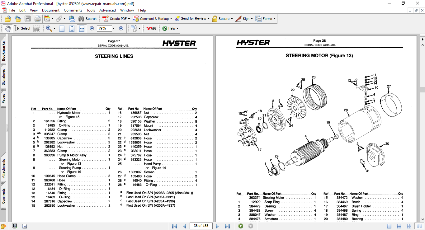 Hyster A20, Hyster A25, Hyster A30XL (A203) Forklift Parts Manual - Image 4