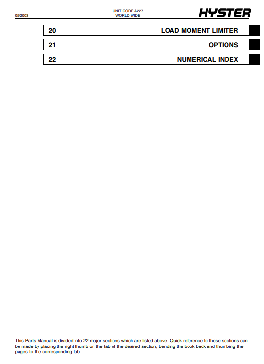 Hyster HR45-25, HR45-31, HR45-40LS, HR45-40S, HR45-36L, HR45H (A227) Forklift Parts Manual - Image 4
