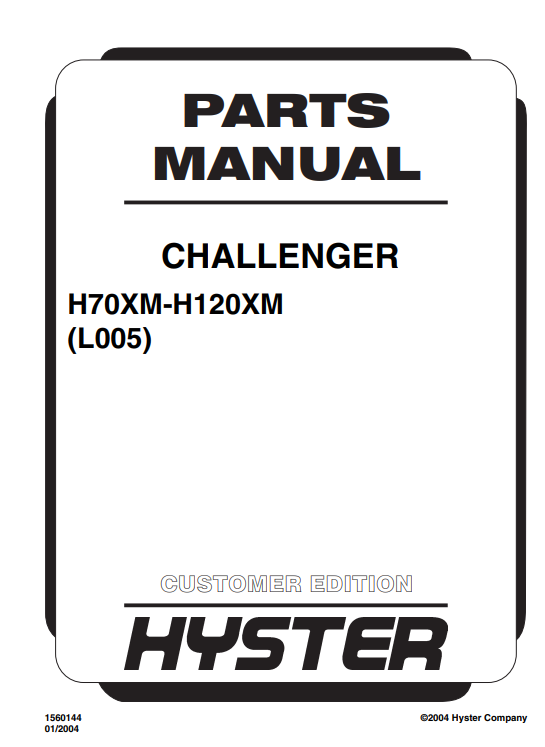 Hyster H70XM, Hyster H120XM (L0005) Forklift Parts Manual - Image 2