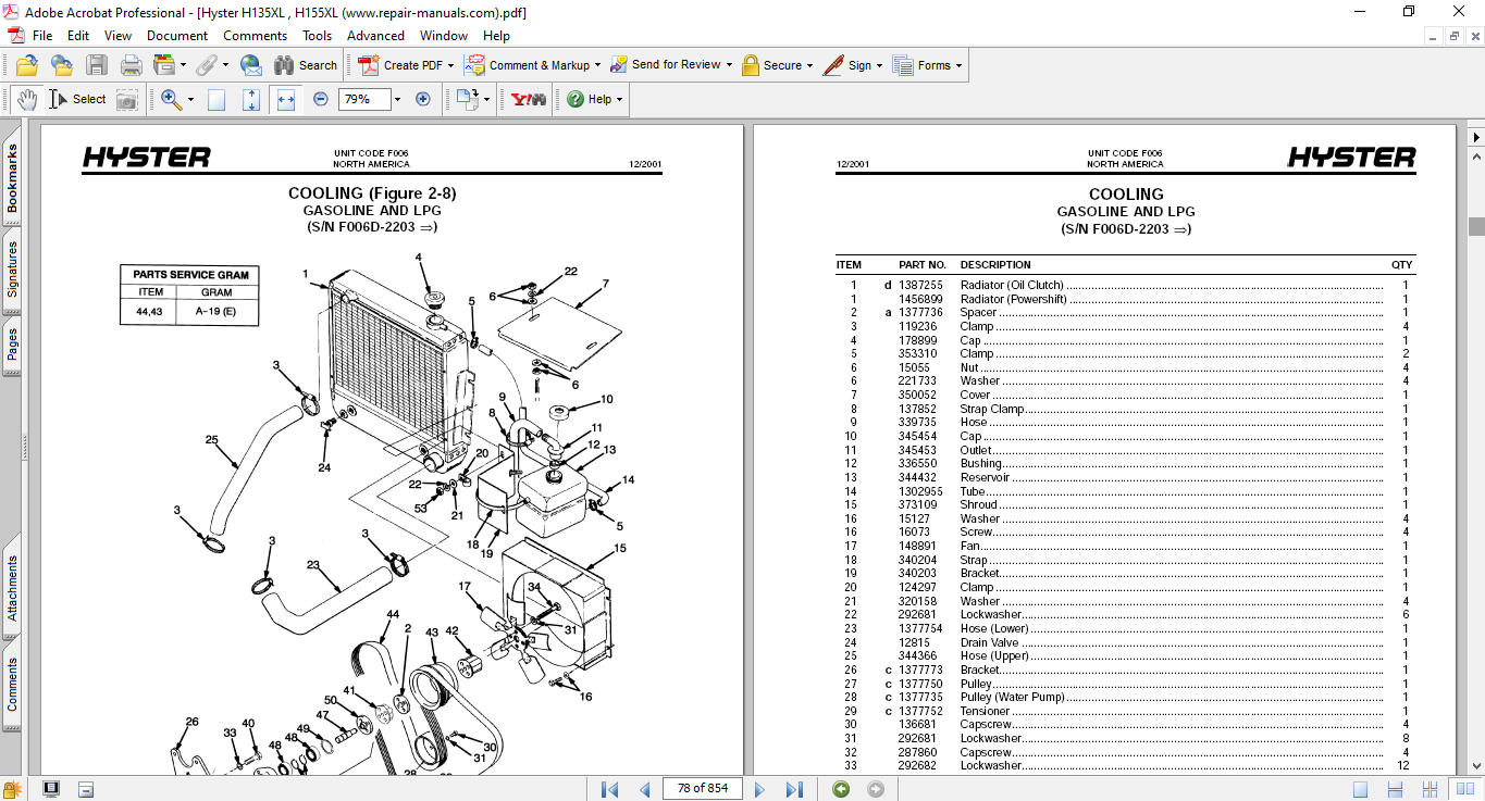 Hyster H135XL , Hyster H155XL Forklift Parts Manual - Image 4