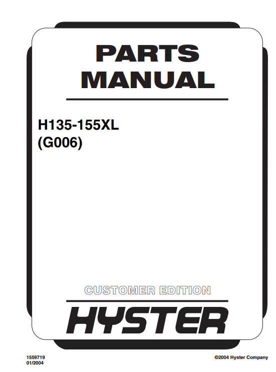 Hyster H135, Hyster H155XL (G006) Forklift Parts Manual - Image 2