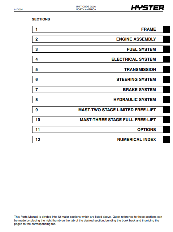 Hyster H135, Hyster H155XL (G006) Forklift Parts Manual - Image 3