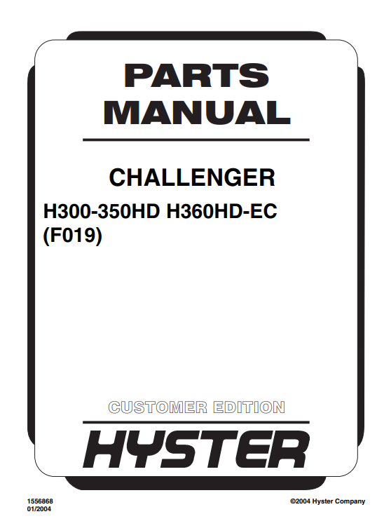 Hyster H300, Hyster H300HD. Hyster H360HD-EC (F019) Forklift Parts Manual - Image 2