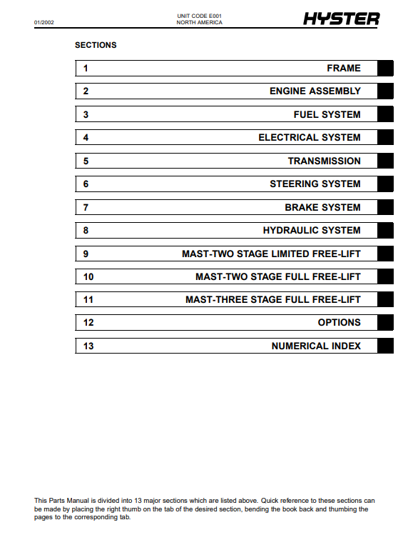 Hyster H25XM, H30XM, H35XM, H40XM, H40XMS (E001) Forklift Parts Manual - Image 3