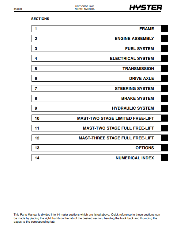 Hyster H70XM, Hyster H120XM (L0005) Forklift Parts Manual - Image 3