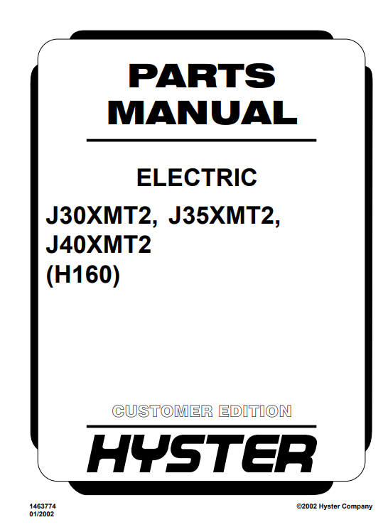 Hyster J30XMT2, Hyster J35XMT2, Hyster J40XMT2 (H160) Forklift Parts Manual - Image 2